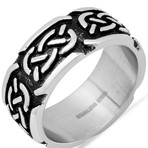 Chain Accent Band Ring // Silver + Black (Size 9)