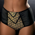 Glamour High-Waisted Briefs // Gold + Black (S)