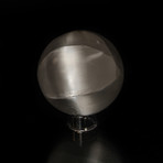 Polished Cats Eye Selenite Sphere + Acrylic Display Stand