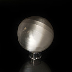 Polished Cats Eye Selenite Sphere + Acrylic Display Stand