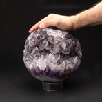Polished Amethyst Geode Agate Sphere + Acrylic Display Stand // 26 lb Sphere