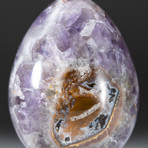 Polished Chevron Amethyst Egg + Acrylic Display Stand V1