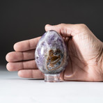 Polished Chevron Amethyst Egg + Acrylic Display Stand V1