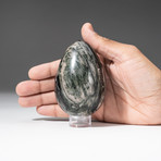 Polished Serpentine Egg + Acrylic Display Stand