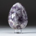 Polished Chevron Amethyst Egg + Acrylic Display Stand V3