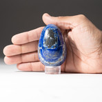 Polished Lapis Lazuli Egg + Acrylic Display Stand V4