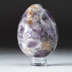 Polished Chevron Amethyst Egg + Acrylic Display Stand V2