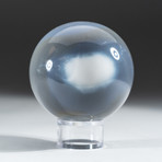 Polished Blue Agate Sphere + Acrylic Display Stand V2