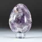 Polished Chevron Amethyst Egg + Acrylic Display Stand V1