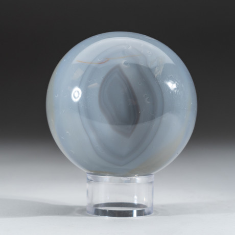 Polished Blue Agate Sphere + Acrylic Display Stand V2