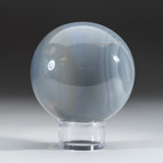 Polished Blue Agate Sphere + Acrylic Display Stand V2