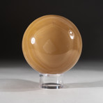 Polished Banded Onyx Sphere + Acrylic Display Stand V2