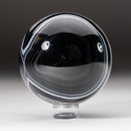 Polished Black Agate Sphere + Acrylic Display Stand