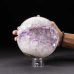 Polished Amethyst Geode Sphere + Acrylic Display Stand V5