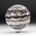 Polished Banded Chevron Onyx Sphere + Acrylic Display Stand
