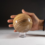 Polished Banded Onyx Sphere + Acrylic Display Stand V2