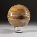 Polished Banded Onyx Sphere + Acrylic Display Stand V2