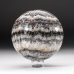 Polished Banded Chevron Onyx Sphere + Acrylic Display Stand
