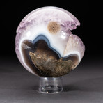 Polished Amethyst Geode Sphere + Acrylic Display Stand V4