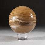 Polished Banded Onyx Sphere + Acrylic Display Stand V2