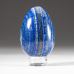 Polished Lapis Lazuli Egg + Acrylic Display Stand V6