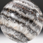 Polished Banded Chevron Onyx Sphere + Acrylic Display Stand