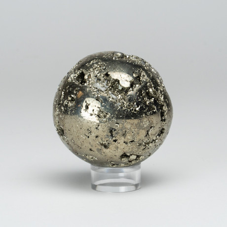 Polished Pyrite Sphere + Acrylic Display Stand V2