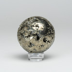 Polished Pyrite Sphere + Acrylic Display Stand V2