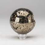 Polished Pyrite Sphere + Acrylic Display Stand V1