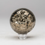 Polished Pyrite Sphere + Acrylic Display Stand V1