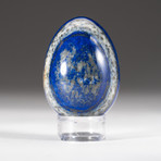 Polished Lapis Lazuli Egg + Acrylic Display Stand V3