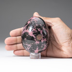 Polished Rhodonite Egg + Acrylic Display Stand