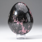 Polished Rhodonite Egg + Acrylic Display Stand