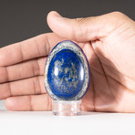 Polished Lapis Lazuli Egg + Acrylic Display Stand V3