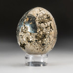 Polished Pyrite Egg + Acrylic Display Stand V1