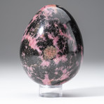 Polished Rhodonite Egg + Acrylic Display Stand