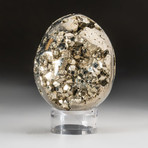 Polished Pyrite Egg + Acrylic Display Stand V1