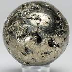 Polished Pyrite Sphere + Acrylic Display Stand V2