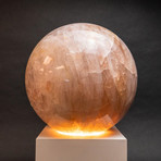 Polished Rose Quartz Sphere + Illuminated Wooden Base // 112 lb Sphere