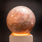 Polished Rose Quartz Sphere + Illuminated Wooden Base // 112 lb Sphere