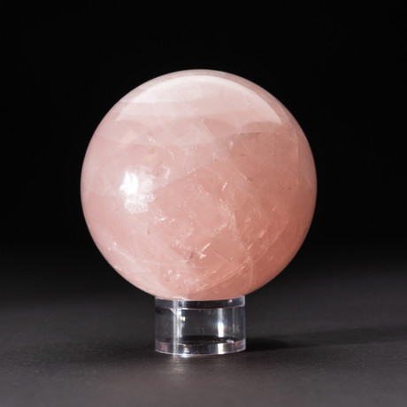 Polished Rose Quartz Sphere + Acrylic Display Stand V1