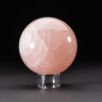 Polished Rose Quartz Sphere + Acrylic Display Stand V1