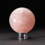 Polished Rose Quartz Sphere + Acrylic Display Stand V1