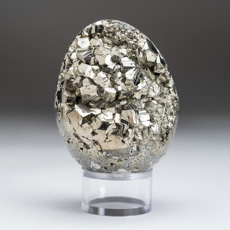 Polished Pyrite Egg + Acrylic Display Stand V2