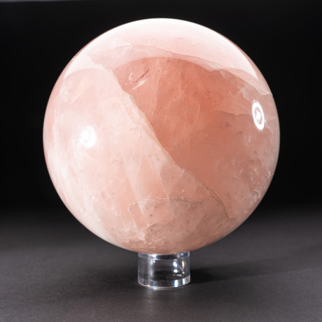 Giant Rose Quartz Sphere + Acrylic Display Stand