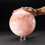 Giant Rose Quartz Sphere + Acrylic Display Stand