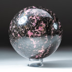 Polished Rhodonite Sphere + Acrylic Display Stand V1