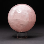 Polished Rose Quartz Sphere + Acrylic Display Stand V4