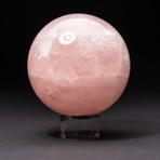 Polished Rose Quartz Sphere + Acrylic Display Stand V4