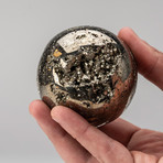 Polished Pyrite Sphere + Acrylic Display Stand V1